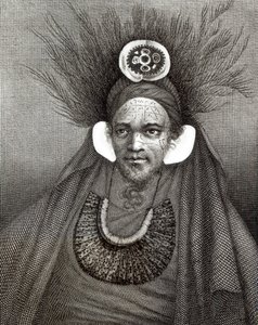 St. Christina főnöke, James Cook kapitány (1728-79) illusztrációja: „Utazás a világ körül a déli sarkig” alkotó: English School